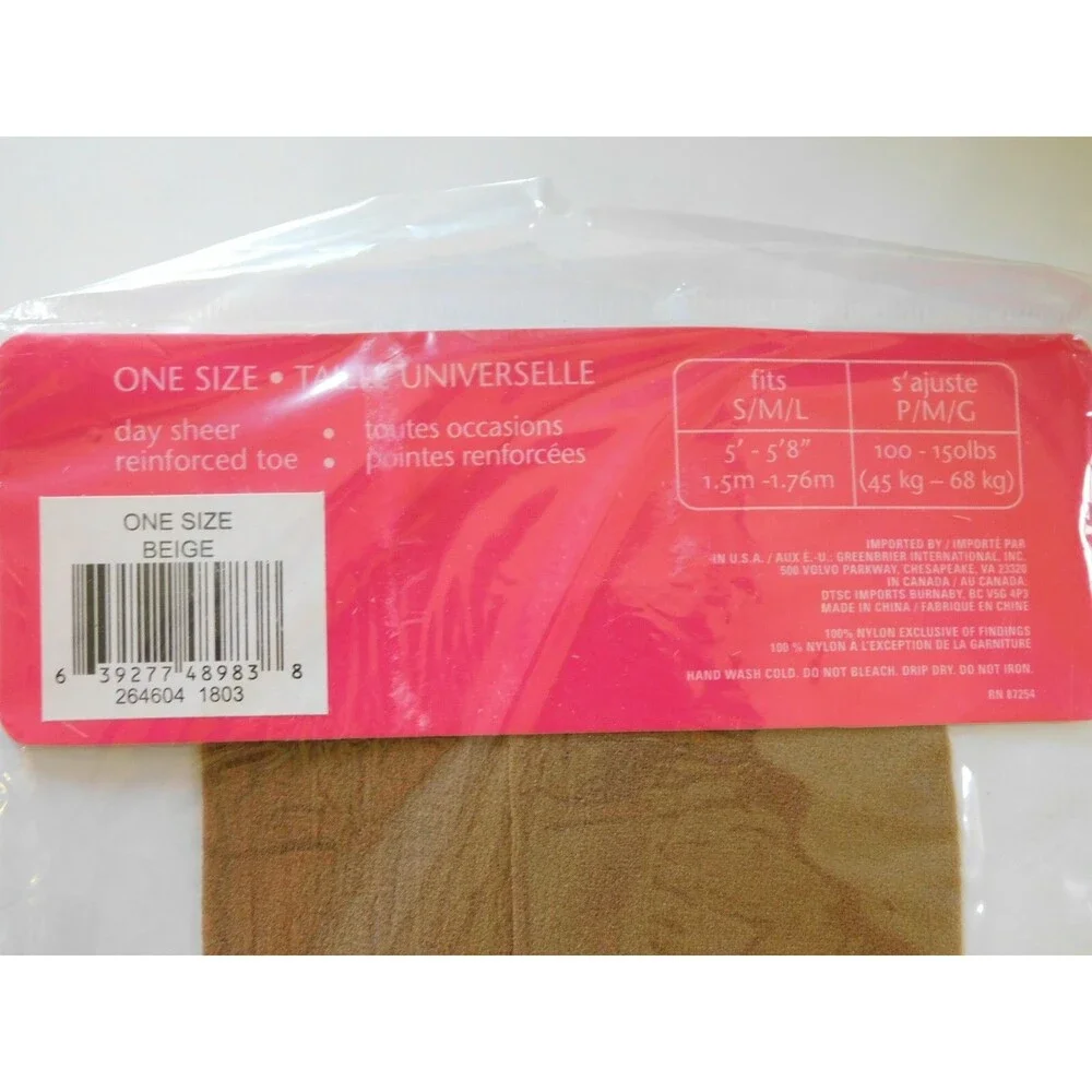 Vintage Sophi Pantyhose One Size Day Sheer Reinforced Toe Beige ~NEW~